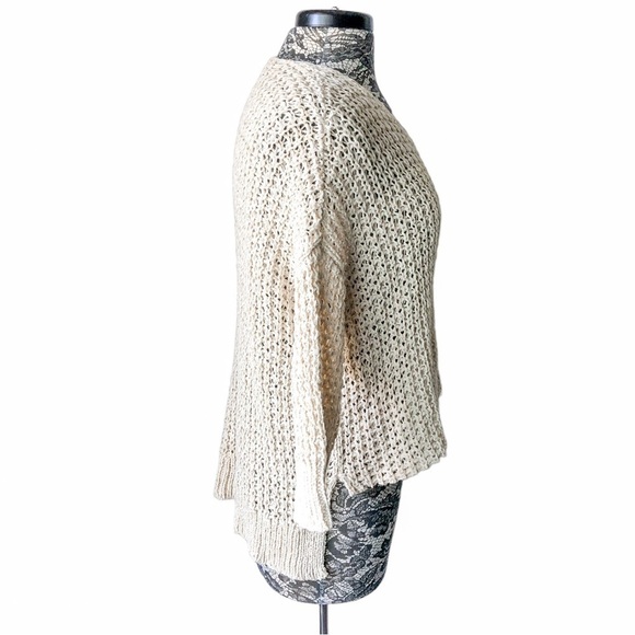 Eileen Fisher Open Stitch Knit Sweater High - Low Hem Cream Medium - Picture 6 of 9